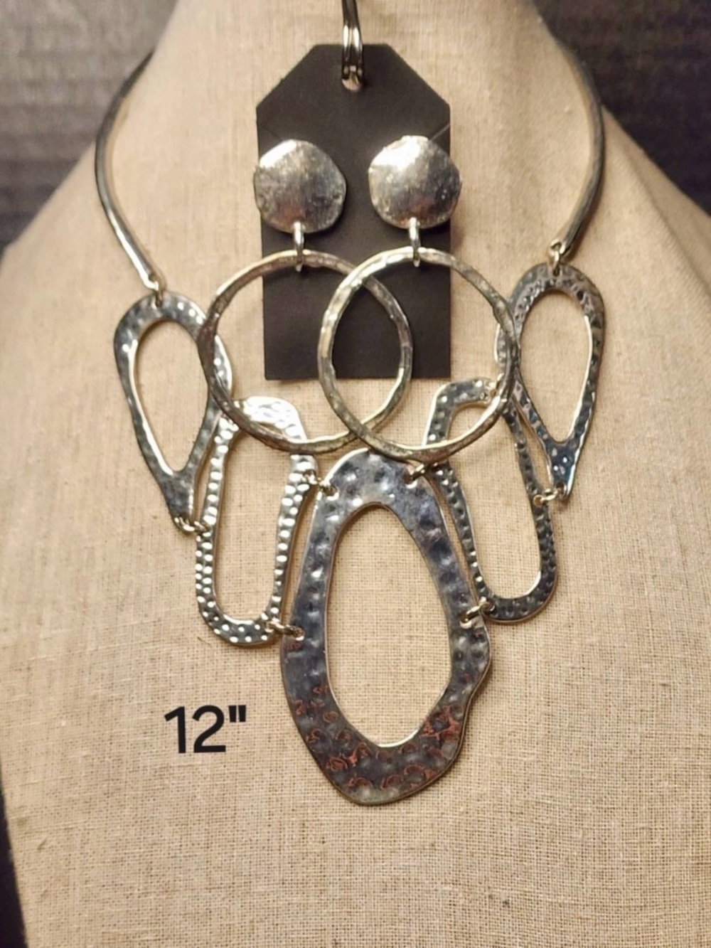 150. Silver-Tone Hammered Statement Necklace